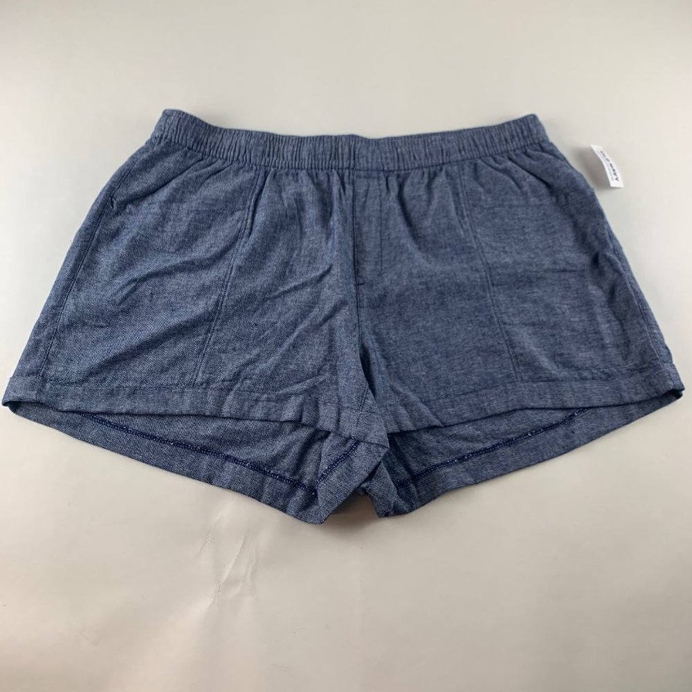 Old Navy Blue Heather Linen Blend Pull On Shorts 2X New